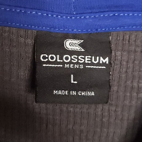 Colosseum University Of Kansas New Mens Grey Waffle Knit Hooded Shirt - Picture 5 of 7